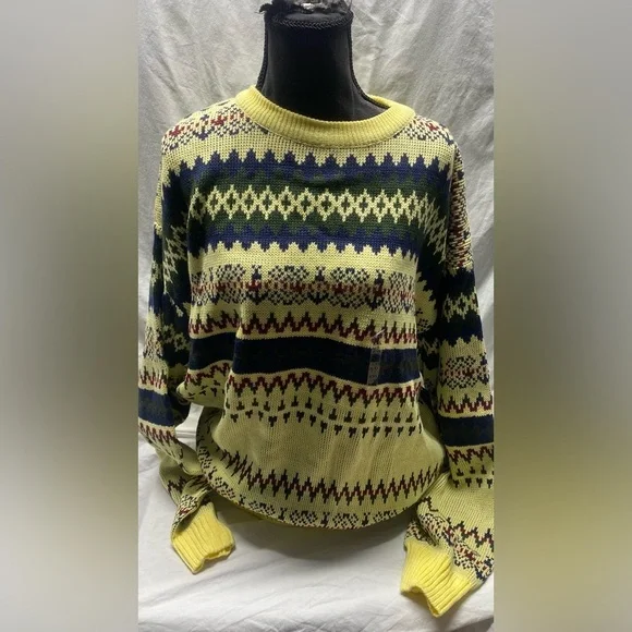 Vtg 90s ITC Grandpa Fair Isle Slouchy Sweater XXL NWT - Picture 2 of 5